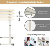 Mobile Height Adjustable Standing Desk, Compact Pneumatic Sit to Stand Up Computer Desk w/ Lockable Wheels, Ergonomic Rolling Laptop Table w/ Steel Frame for Home Office (Brown)