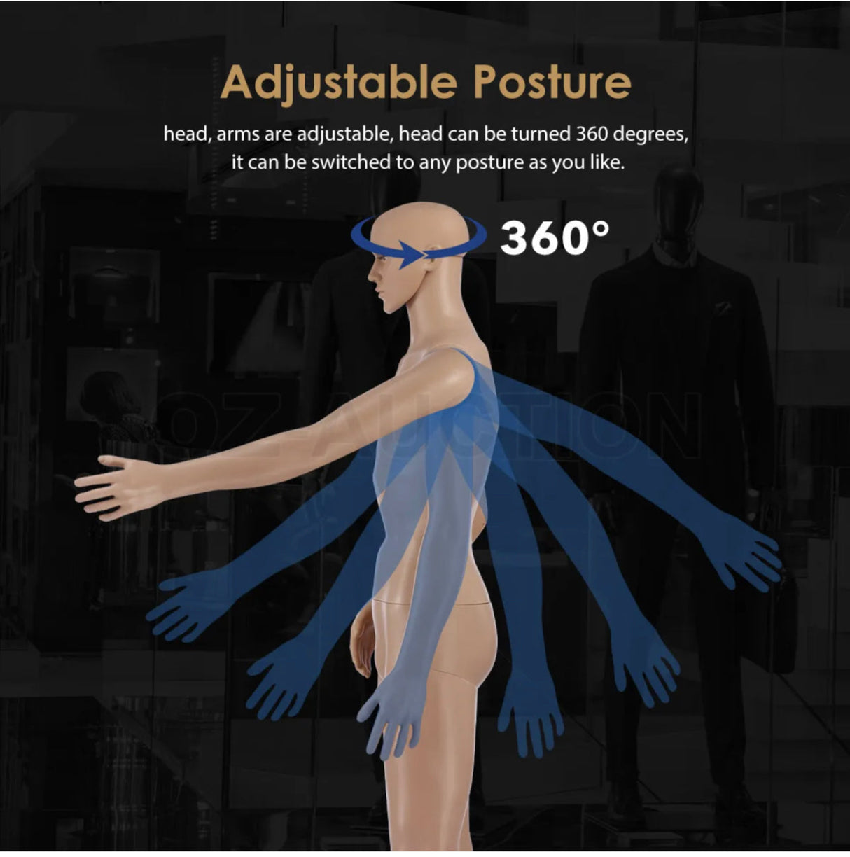 185CM Male Mannequin Full Body Manikin Display Stand Model Dress Form Adjustable