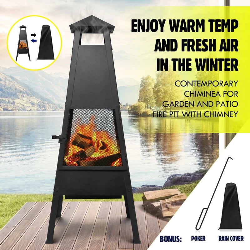 Chimney Fire Pit Patio Heater Outdoor Camping Portable Fireplace Cover