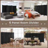 6-Panel Folding Room Divider, 1.72m Rolling Privacy Screen with Lockable Wheels, Portable Wall Divider and Separator, Freestanding Privacy Protection for Living Room, Bedroom, Office