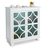 Storage Cabinet Buffet Sideboard Cupboard Glass Doors Console Table Kitchen