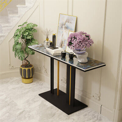 Blue Galaxy Marble Console Table Long Narrow Couch Table Hallway Display Stand