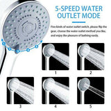 5 Function Massage Rain Hand Held Shower Head with 1.5m Hose Round