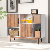 Sideboard Storage Cabinet Wood Buffet Cabinet TV Stand Cupboard w/ Doors Shelves