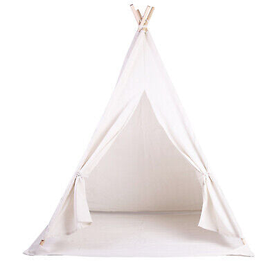 Large Teepee Tent Wigwam with Mat Boys Girls Pretend Play Tent Wood Frame