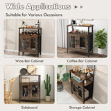 Wine Bar Cabinet Industrial Sideboard Buffet Cabinet w/Removable Wine Rack & Glass Holder Coffee Bar Storage Cabinet