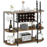 Wine Rack Table Coffee Bar Cabinet Freestanding Liquor Stand Glass Holder Rustic