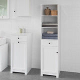 White Tall Cabinet with Shelves Bathroom Cabinet Tall Cupboard