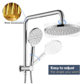 Dual Shower Heads Set 9" Rain Round Chrome Gooseneck Arm 2 in 1 System