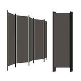 Freestanding Partition Iron Frame 5-Panel Fabric Privacy Screen Room Divider