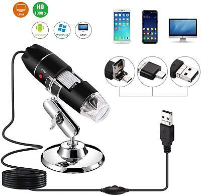 40 to 1000x Magnification Endoscope, 8 LED USB 2.0 Digital Microscope