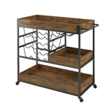 3 Tier Bar Cart Drinks Trolley with Wine Racks Wine Coffee Tea Kitchen Serving Outdoor Storage Shelves 4 Wheels