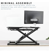 Black Height Adjustable 32 Inch Standing Desk Converter, Sit Stand Dual Monitor and Laptop Riser Workstation (Desk-V000K)