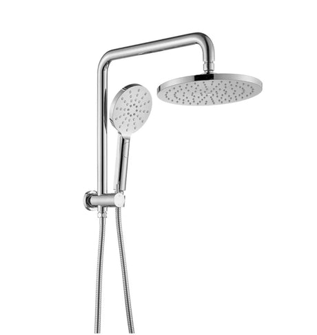 Dual Shower Heads Set 9" Rain Round Chrome Gooseneck Arm 2 in 1 System