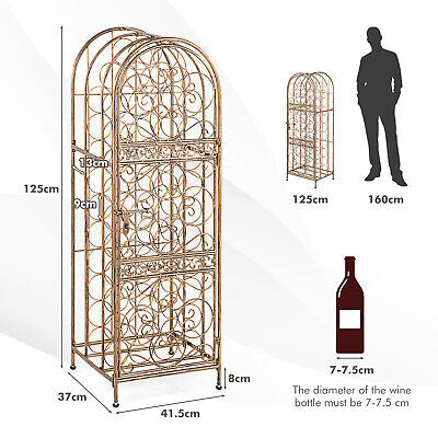 45-Bottle Wine Rack Arched Wine Storage Display Shelf Holder Golden Steel