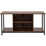 TV Stand Entertainment Unit Industrial Wooden Storage Shelf Rustic Brown