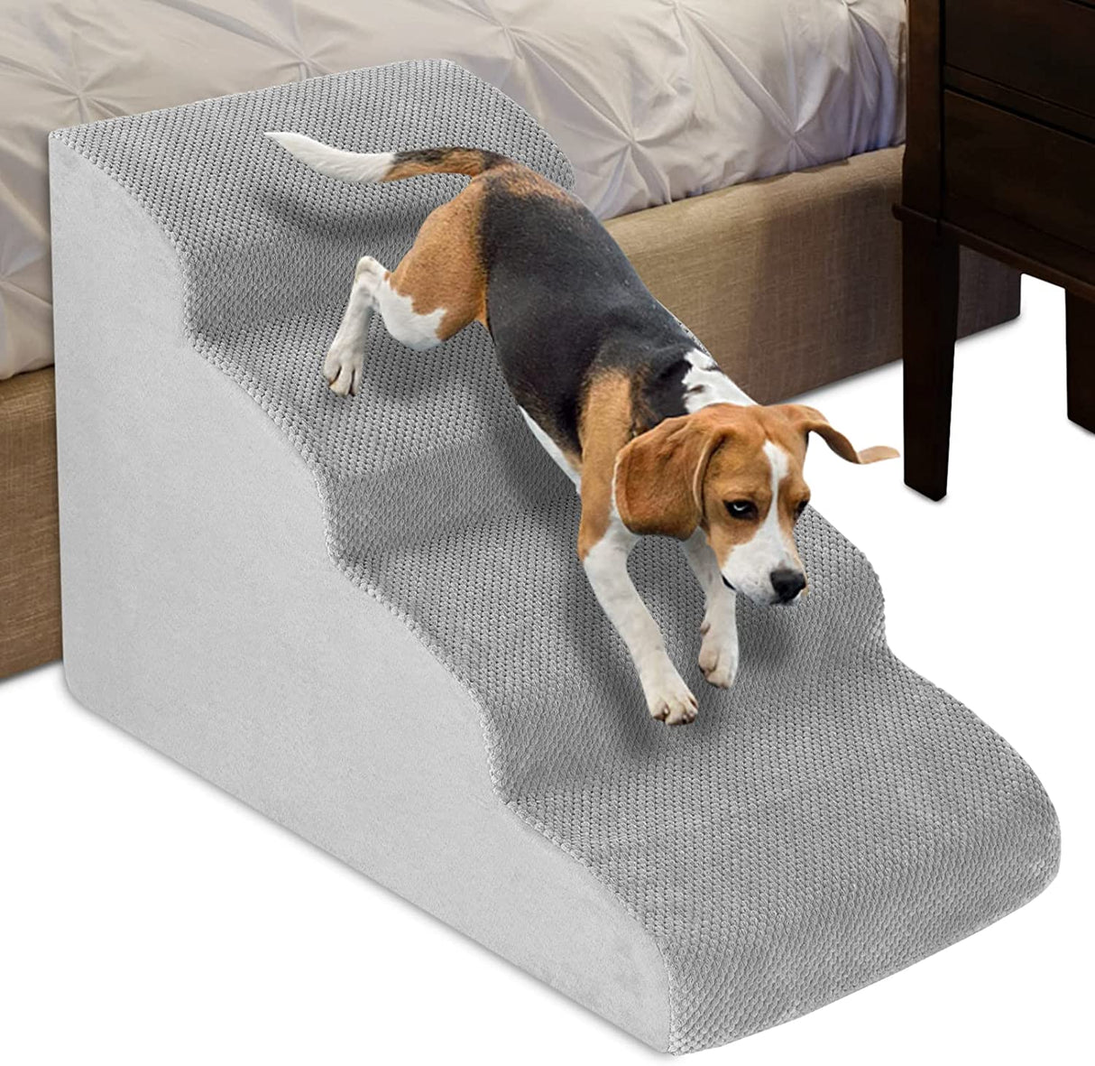 Dog Stairs for Small Dogs, 4 Tiers High Density Foam Dog Steps 52cm High, Non-Slip Dog Stairs for High Bed Couch, Dog Ramps for Injured Older Pets, Strong Bearing Dog Bed Stairs