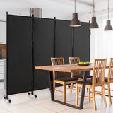 4-Panel Folding Room Divider, 1.73m Rolling Privacy Screen with Lockable Wheels, Portable Wall Divider and Separator, Freestanding Privacy Protection for Living Room, Bedroom, Office