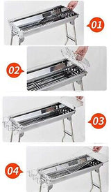 Outdoor folding stainless steel bbq barbecue grill stove charcoal picnic camping