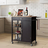 Mobile Kitchen Island Cart Serving Utility Trolley Drawer Shelf Towel Rack