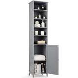 Bathroom Storage Cabinet 7-Tier Shelves Wooden Cupboard Tallboy White/Grey 182CM