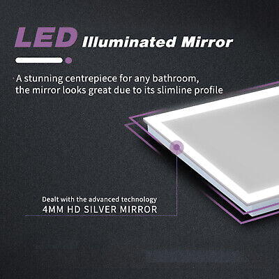 900x700mm Anti-fog Illuminated LED Bathroom Mirror [IP44] with Bluetooth Speaker