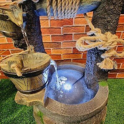 Polyresin Water Fountain, Water Feature with LED Light, Rocky Well