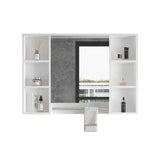 Bathroom Mirror Cabinet Medicine Shaver Shaving Wall Storage Cupboard Organiser Shelves Furniture Bathroom Vanity with Door White