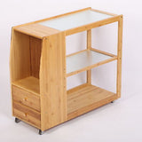 Movable Home Tea Coffee Table Small Tea Cart Office Solid Wood Mini Teaware Set