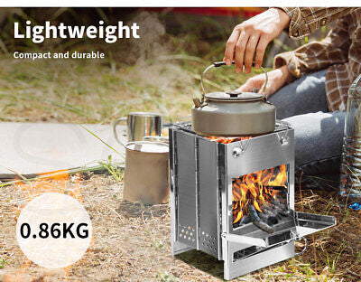 Camp Stove Camping Wood BBQ Grill Stainless Steel Portable Outdoor Small