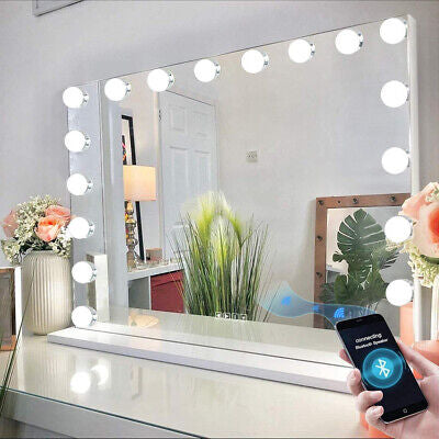 Bluetooth Hollywood Mirror Large Vanity Makeup Mirror with Lights Wall