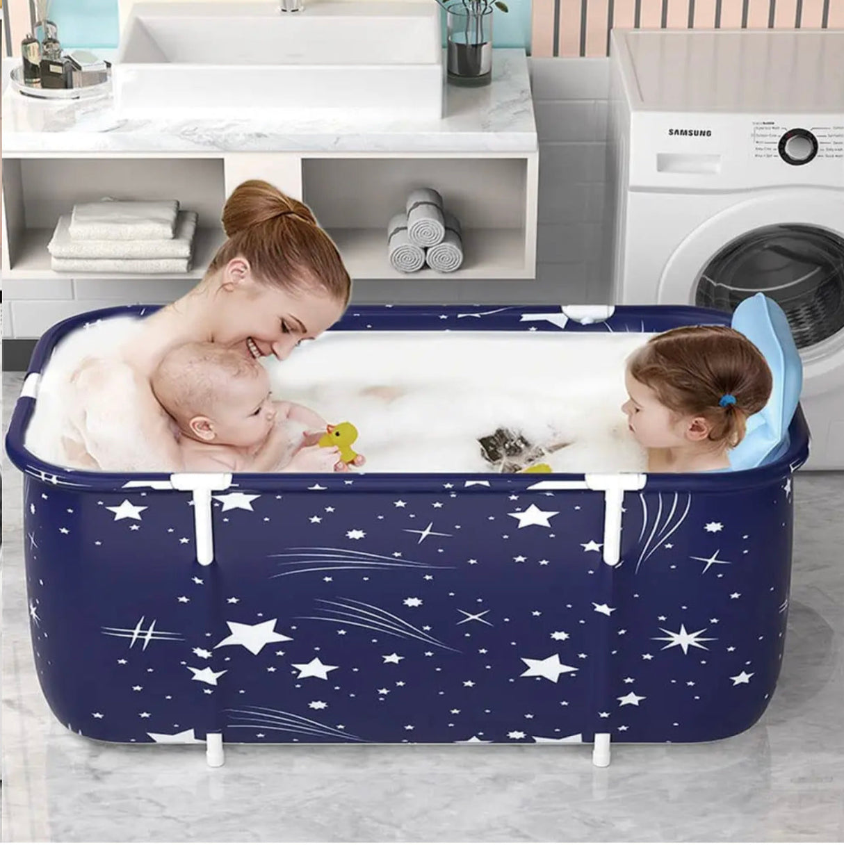 Large Portable Bathtub Foldable Soaking Bath Tub, Ice and Hot Folding Tubs for S