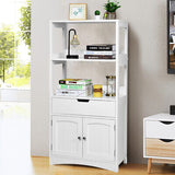 Storage Cabinet Display Shelf Cupboard Wooden Organizer Bathroom White