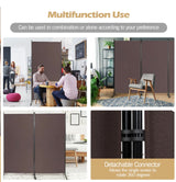 3-Panel Room Divider Folding Privacy Screen with Hinges Steel Base Wood