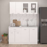 4 Piece Kitchen Cabinet Set White Engineered Wood EASY 151