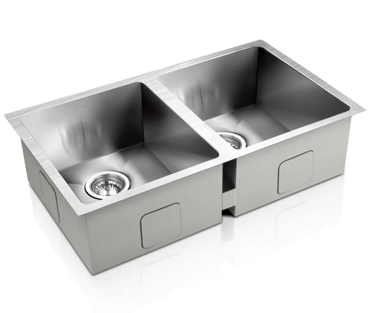 Stainless Steel Kitchen Sink Under/Topmount Laundry Double Bowl 770X450MM