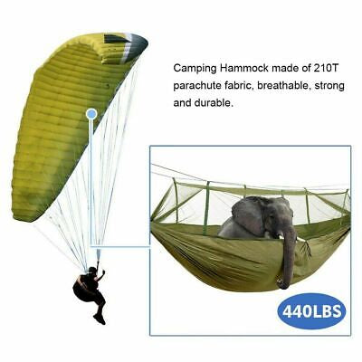 Camping Hammock with Rain Fly Tarp and Mosquito Net Tent Tree Straps, Portable