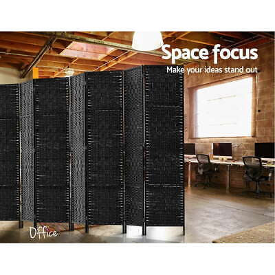 8 Panel Room Divider Screen Privacy Timber Foldable Dividers Stand Black