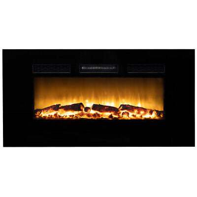 100cm Electric Heater Fireplace Wall Mounted Flame Effect Remote Indoor