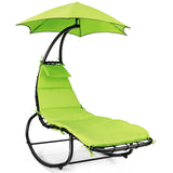 Hammock Chair Swing Lounger Chaise Outdoor Daybed w/ Pillow Canopy Stand Cushion