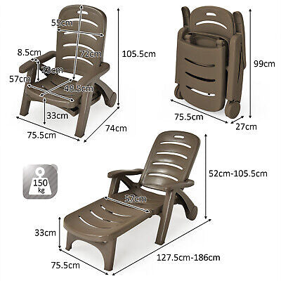 Outdoor Sun Lounge Folding Lounger Day Bed Recliner Chaise Beach Chair Furniture