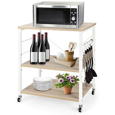 3-Tier Kitchen Rolling Shelf Trolley Mobile Storage Cart Printer Stand