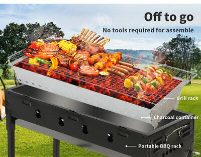 Charcoal BBQ Grill Portable Outdoor Barbecue Set Camping Picnic Smoker