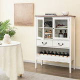 2-Door Liquor Coffee Bar Cabinet Freestanding Buffet Sideboard Wine Rack Drawers