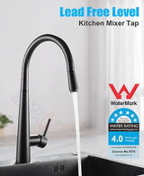 Black Pull Out Kitchen Sink Mixer Tap Brass Swivel Spout Basin Faucet