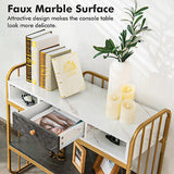 Console Table Shelf Faux Marble Sofa Side Desk Hallway Display Stand