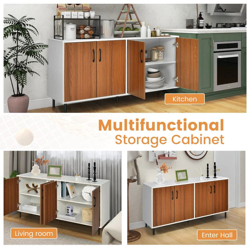 Buffet Server Sideboard Kitchen Storage Cabinet Cupboard Shelves & 4 Doors 148CM