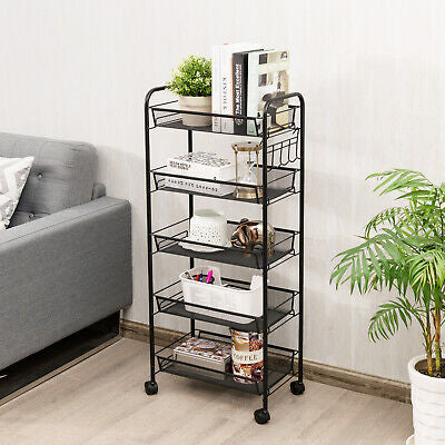 Kitchen Trolley Storage Rack Utility Cart Rolling Serving Island Shelf