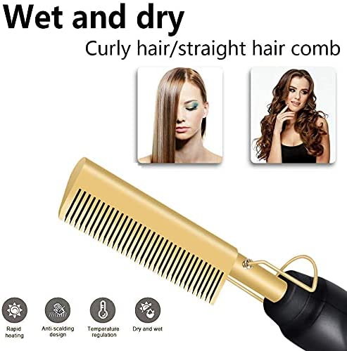 Hot Comb, AU Plug ClanKin Electric Hot Comb Ceramic Press Comb Beard/Hair Straightener, Straightening Comb for Men Women Travel and Home Use