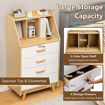 4-Drawer Dresser 3-Cube Chest of Drawers Bookshelf Storage Organizer